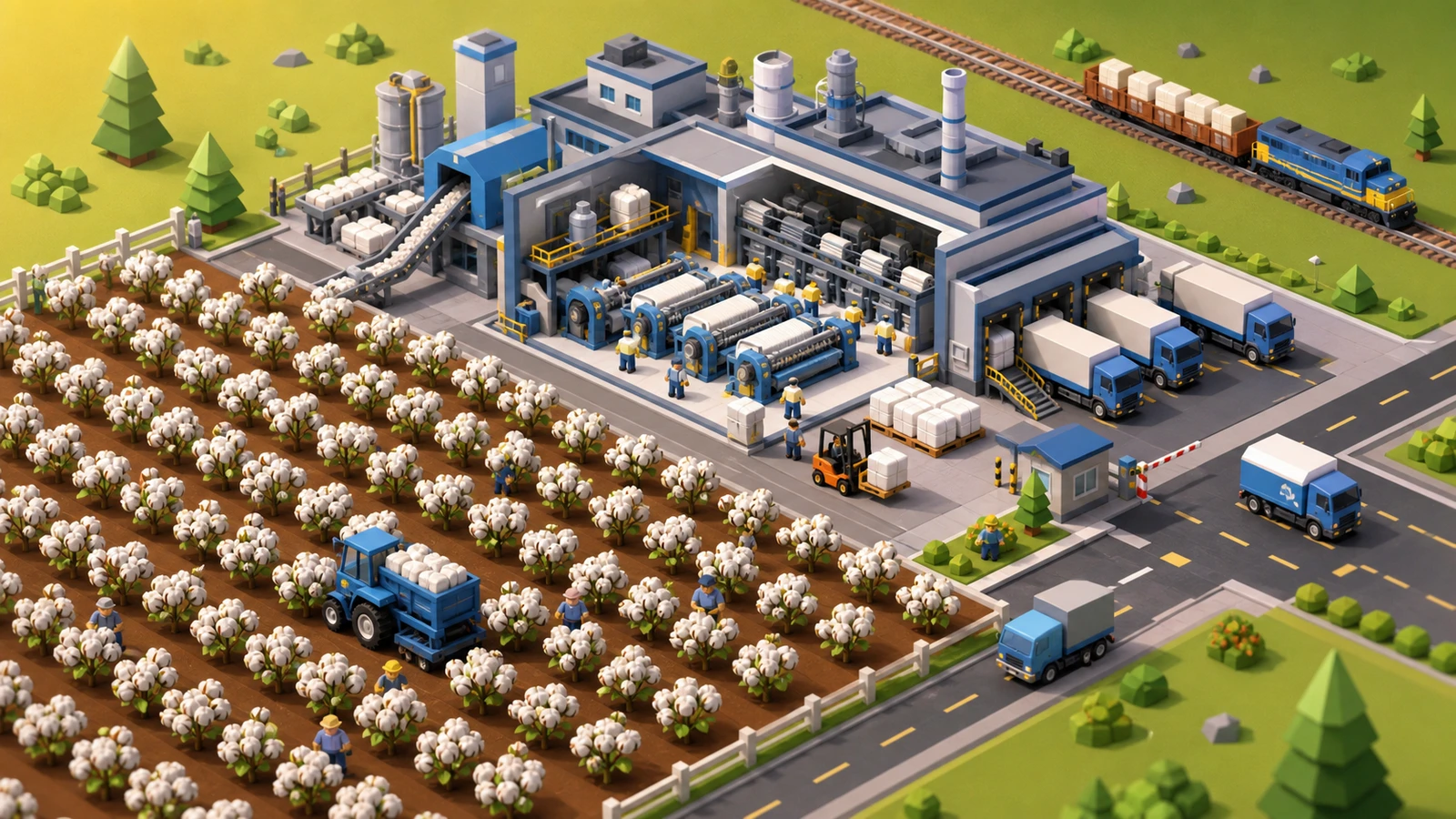 Cotton Tycoon: pamuk tarlaları ve tekstil fabrikası